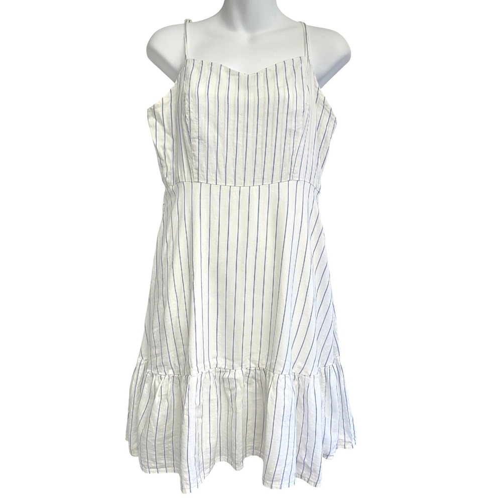 Old‎ Navy Womens Blue White Striped Cami Dress Smocked Ruffle Hem Medium Resort